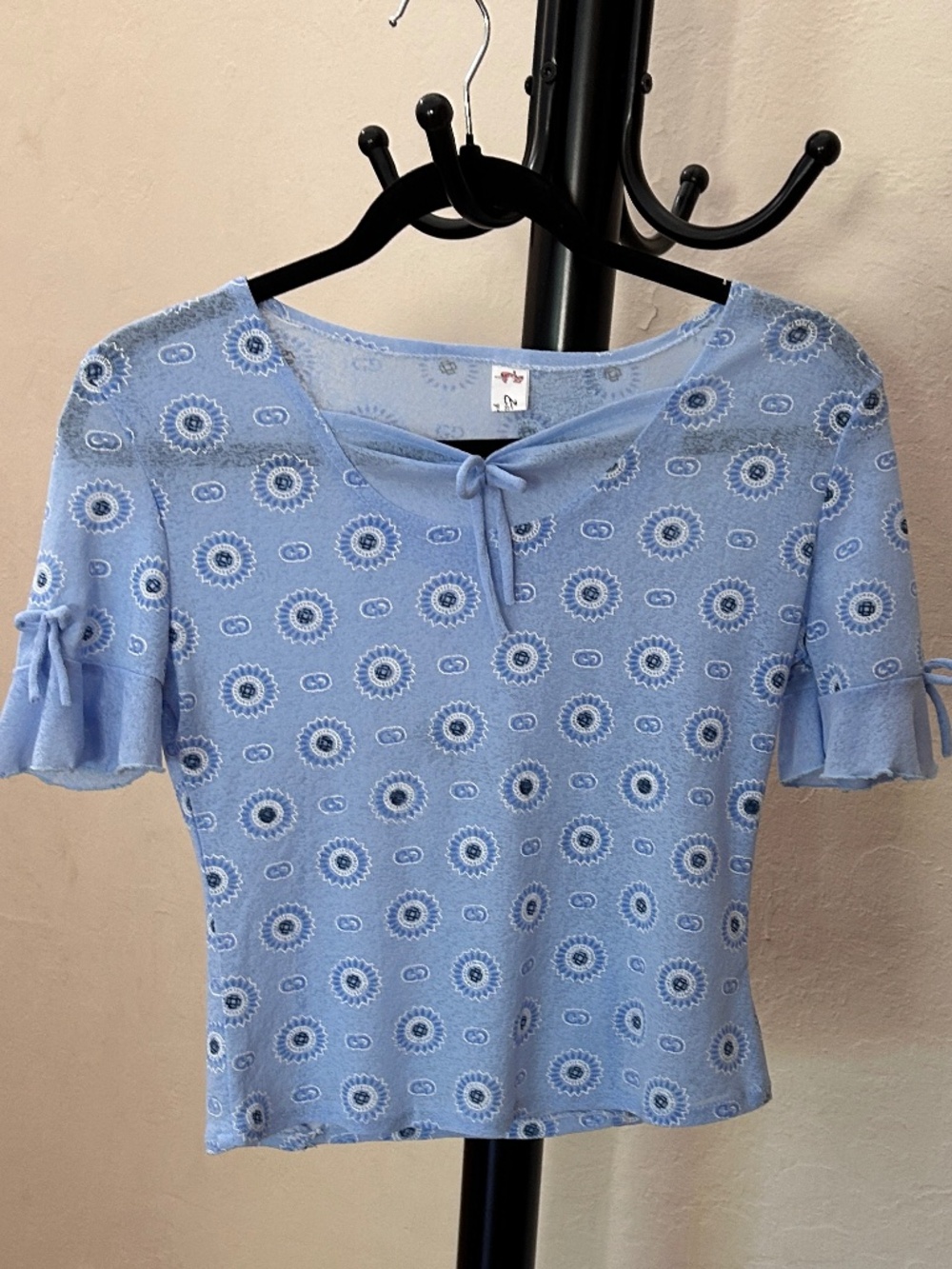 Fitted Stretchy Blue Blouse for Bundle Purchase